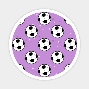 Football / Soccer Balls - Seamless Pattern on Purple Background Magnet